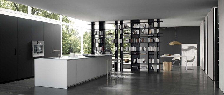 BLACK & WHITE - με βιβλιοθήκη απο ξύλο & μέταλλο